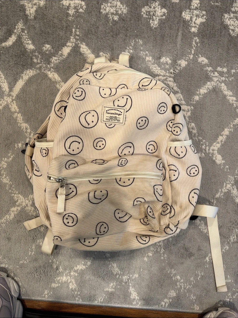 Kids Cream Smiley Backpack by